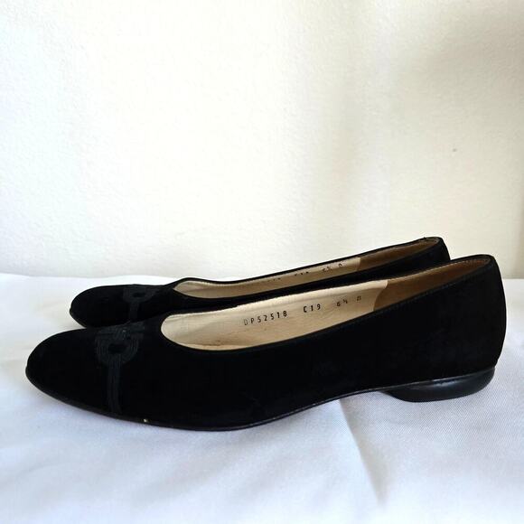 Salvatore Ferragamo Black Velvet Gancini Logo Ballet Flats Loafers Shoes 6.5 B - Picture 4 of 9